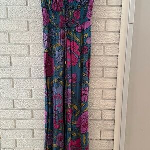Free People Blue and Pink Floral Jumpsuit